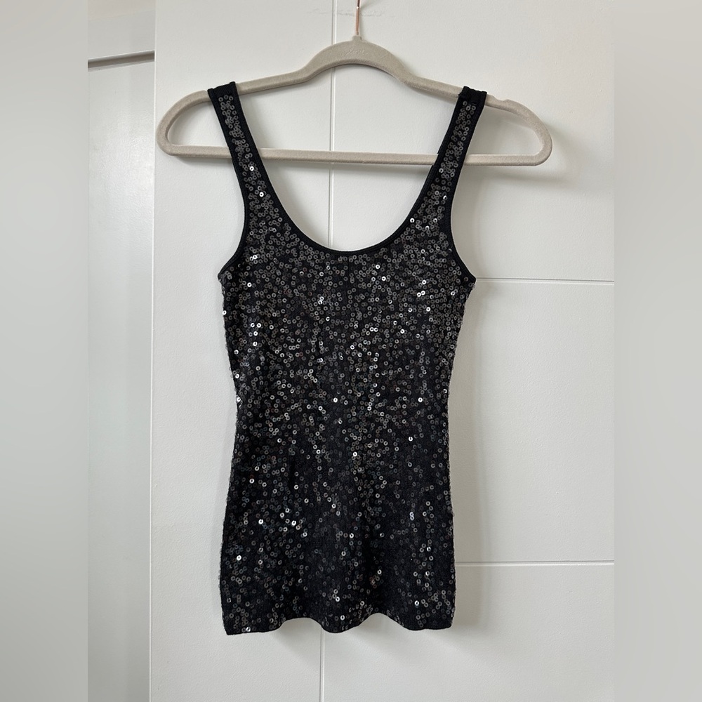 Black Sequin Tank Top